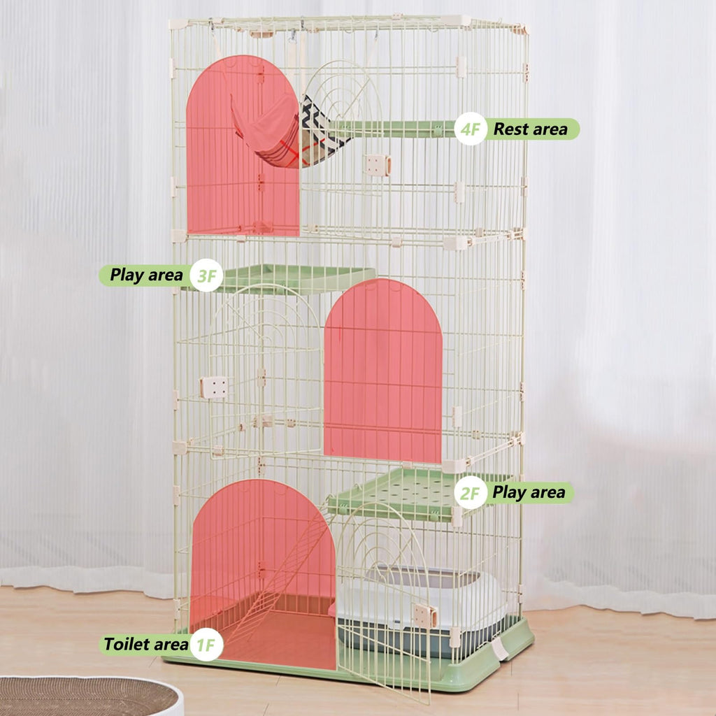 3/4-Tier Wire Cat Cage Playpen Kennel with Hammock F3424