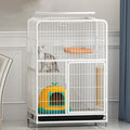 3-Tier Metal Wire Cat Cage with Hammock and Casters S383122