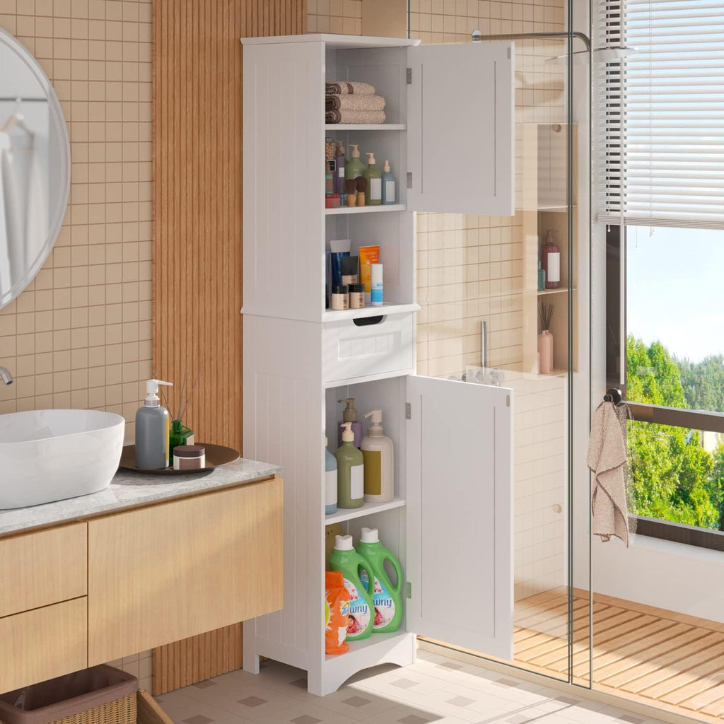 67” H Tall White Bathroom Storage Cabinet S896