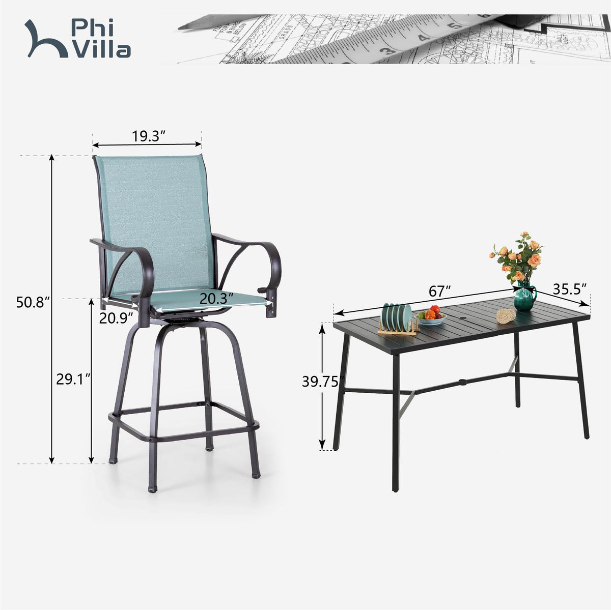 7 Piece Bar Height Patio Dining Set Y857378