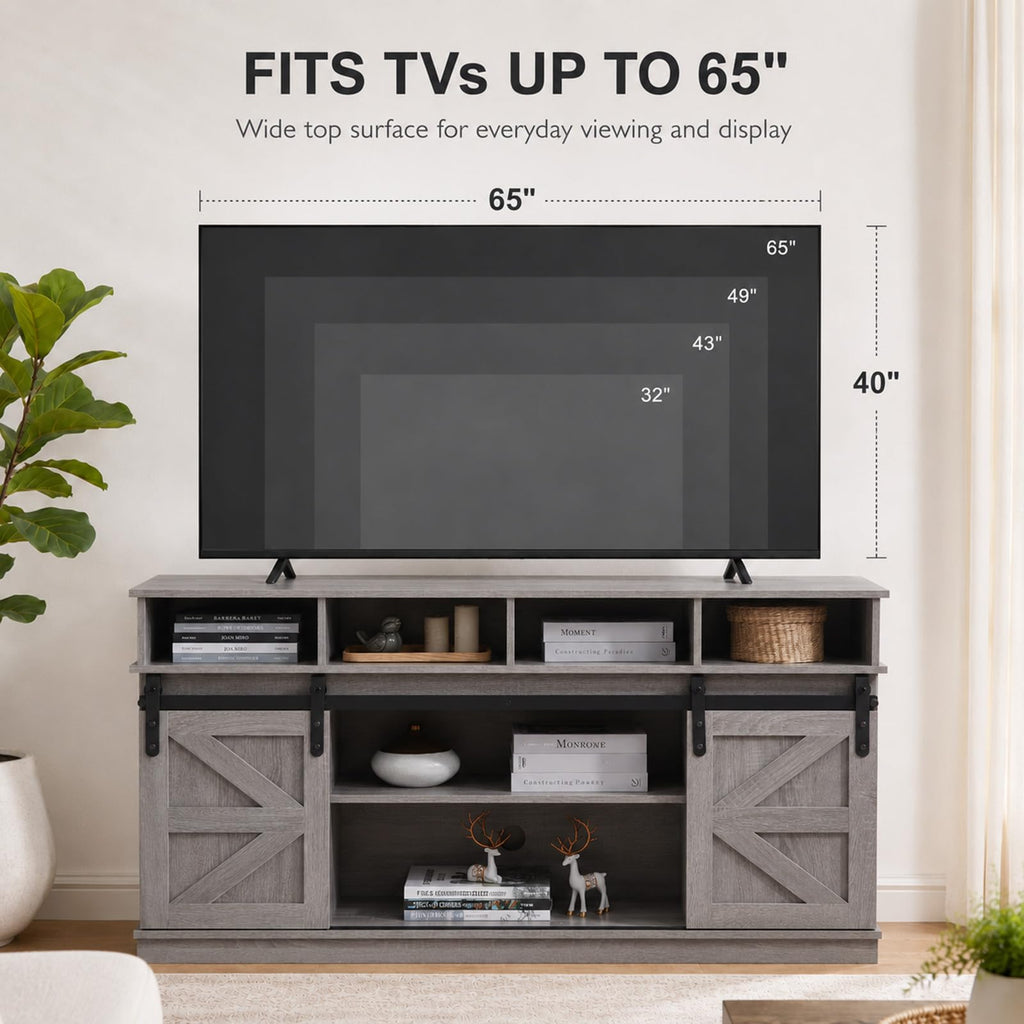 Grey TV Stand with Storage for 65 Inch TV F84394