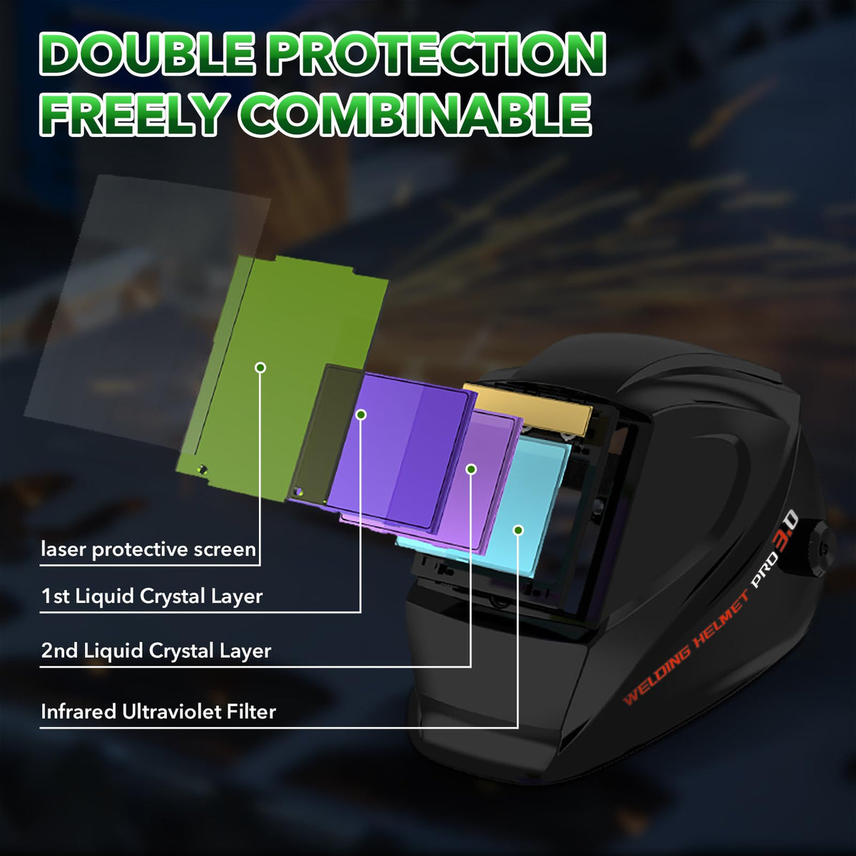 Auto Darkening Welding Helmet OD10+ Large Viewing Protective Mask X2446
