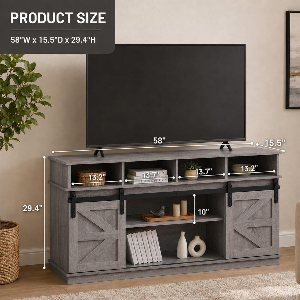 Grey TV Stand with Storage for 65 Inch TV F84394