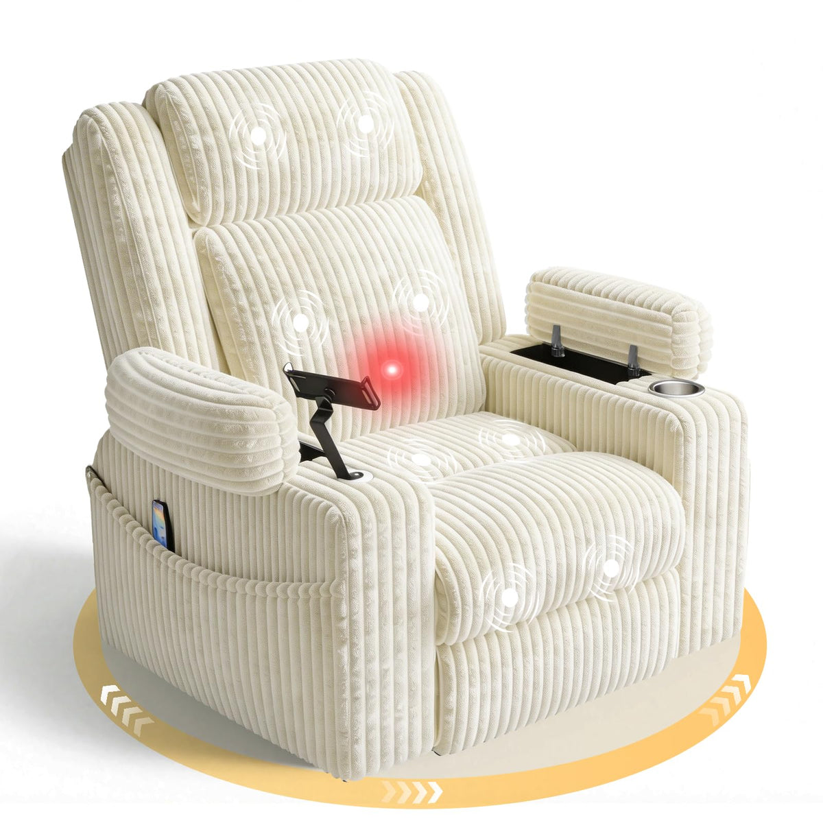 Oversized Swivel Rocker Recliner with Massage and Heat C325613