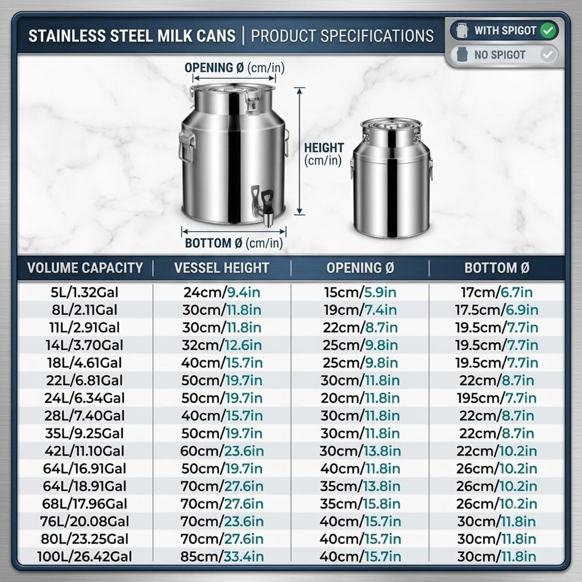 Food Grade Stainless Steel Milk Can with Sealed Lid Q78861