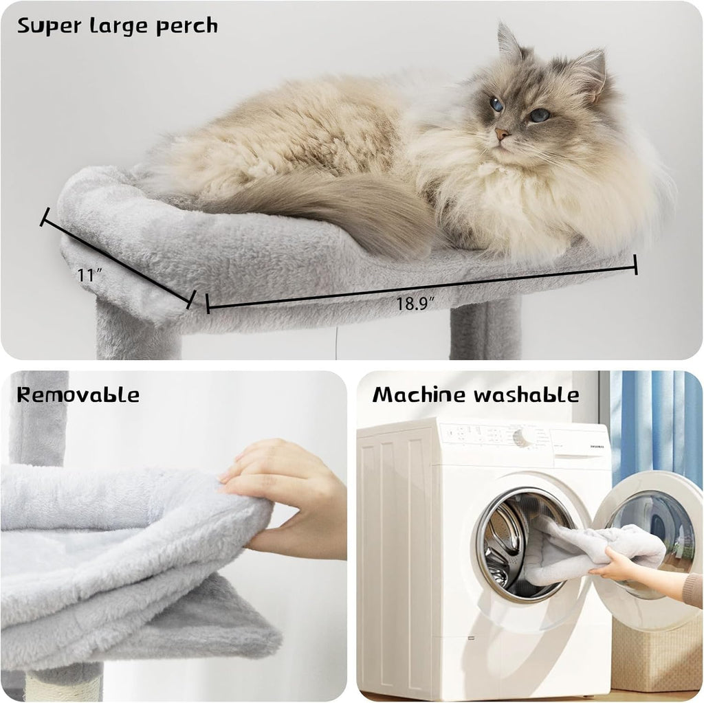 68 Inches Tall Multi-Level Cat Tree with Hammock and Light Gray K381885