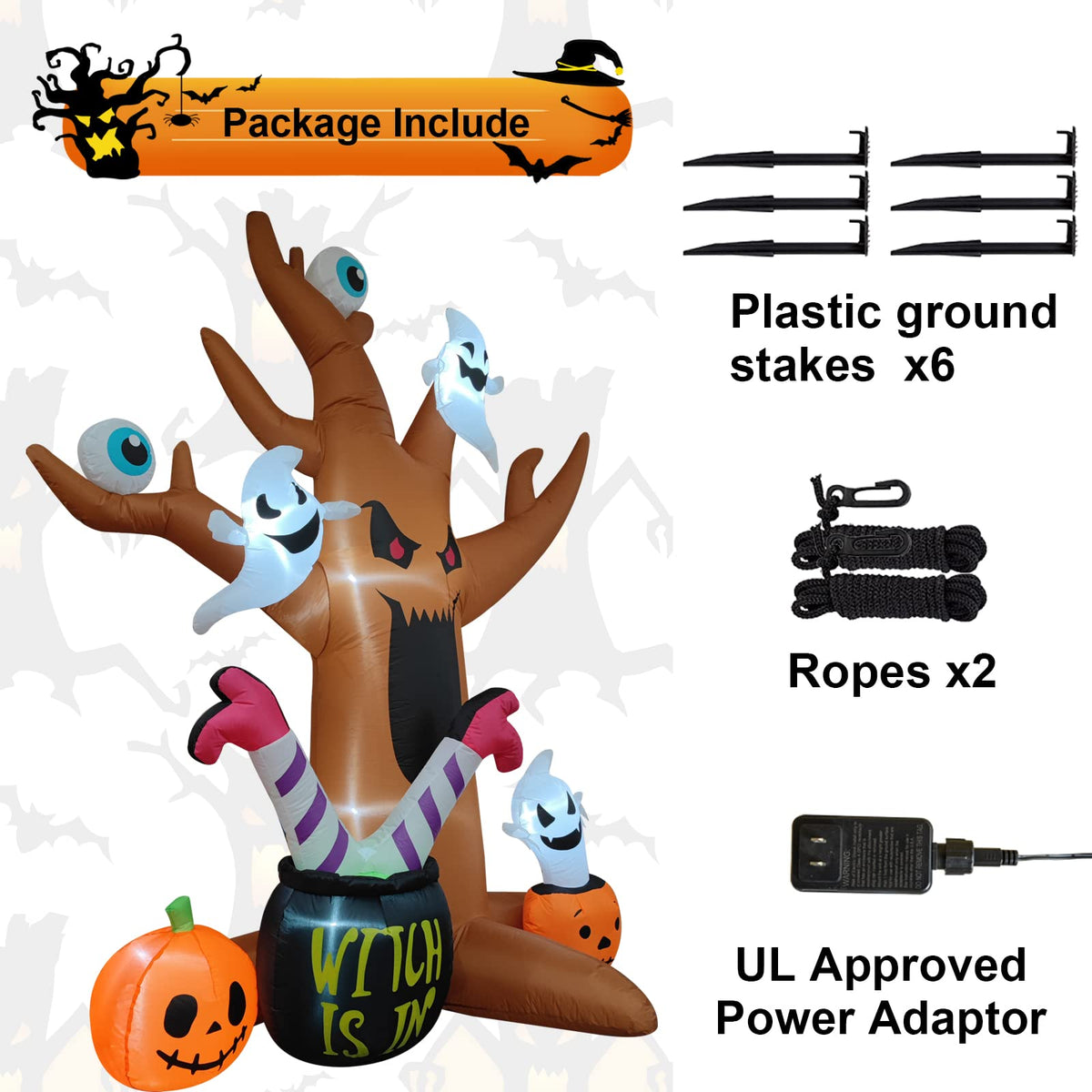 8 Ft Halloween Inflatable Tree with Built-in LED Lights M242403