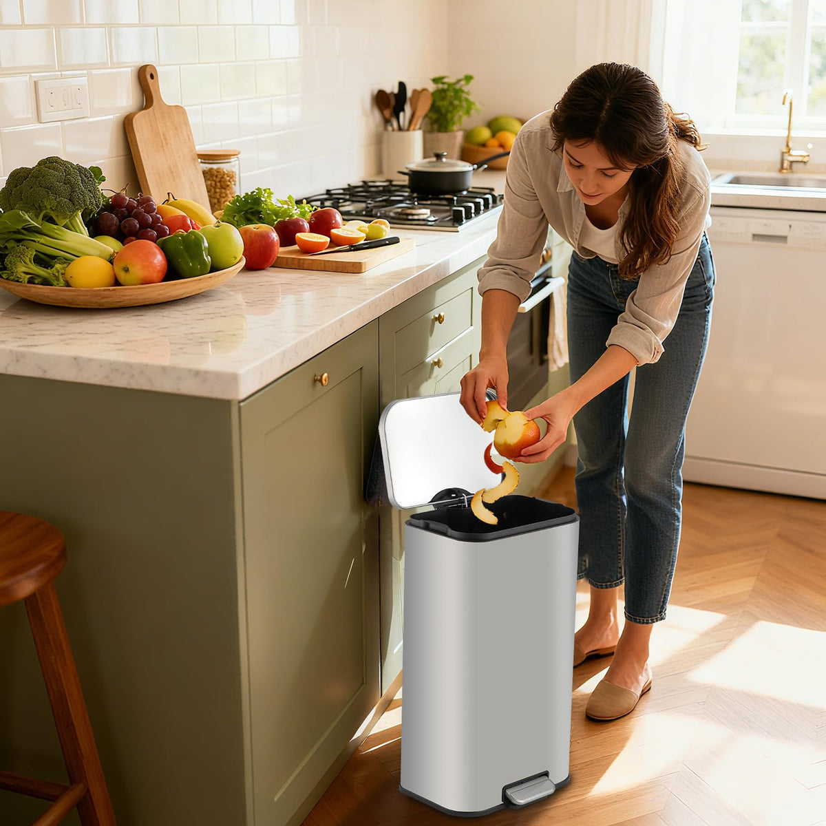 13.2 gal Stainless Steel Step Trash Can S621901