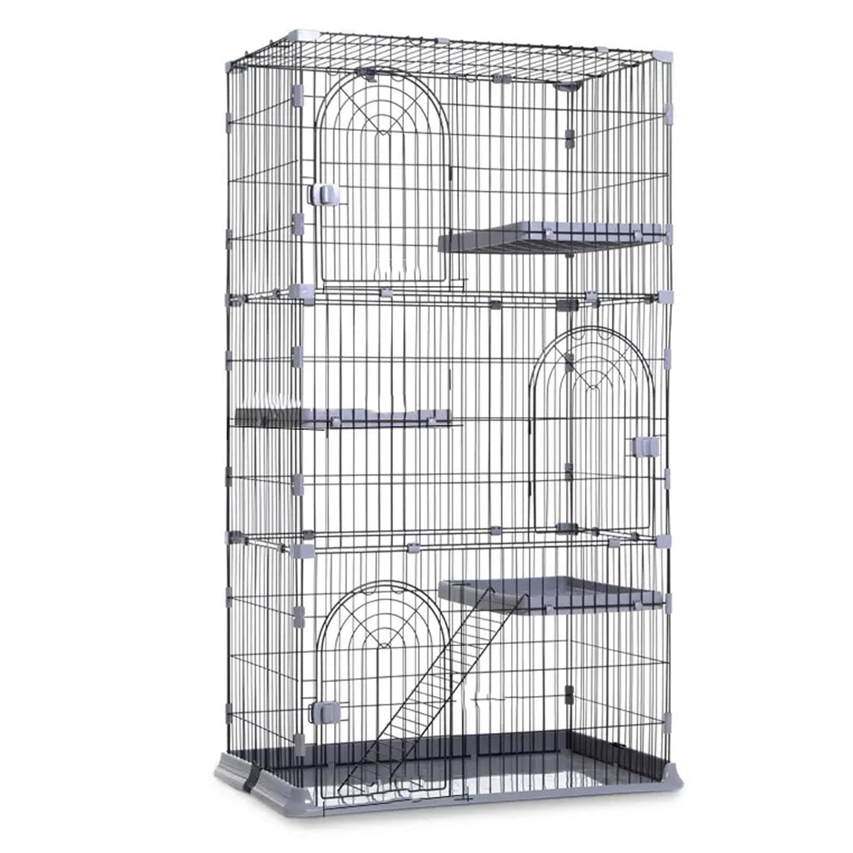 3/4-Tier Wire Cat Cage Playpen Kennel with Hammock F3424