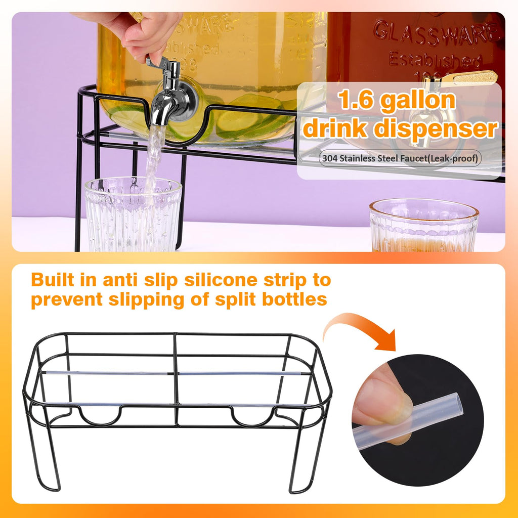 1.6 Gallon Glass Beverage Dispenser with Stand L231338