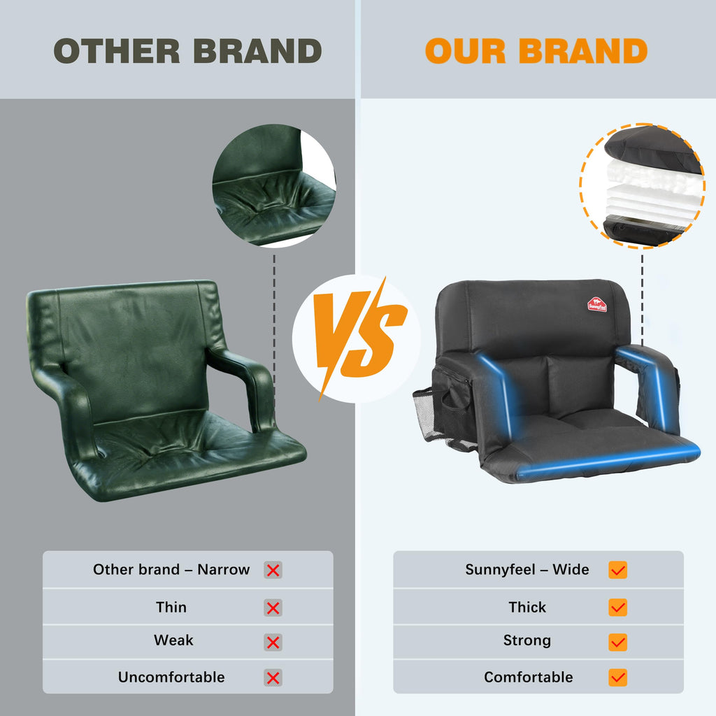 4.7" Thick Cushion 6 Reclining Positions Stadium Seat with Back Support G8430