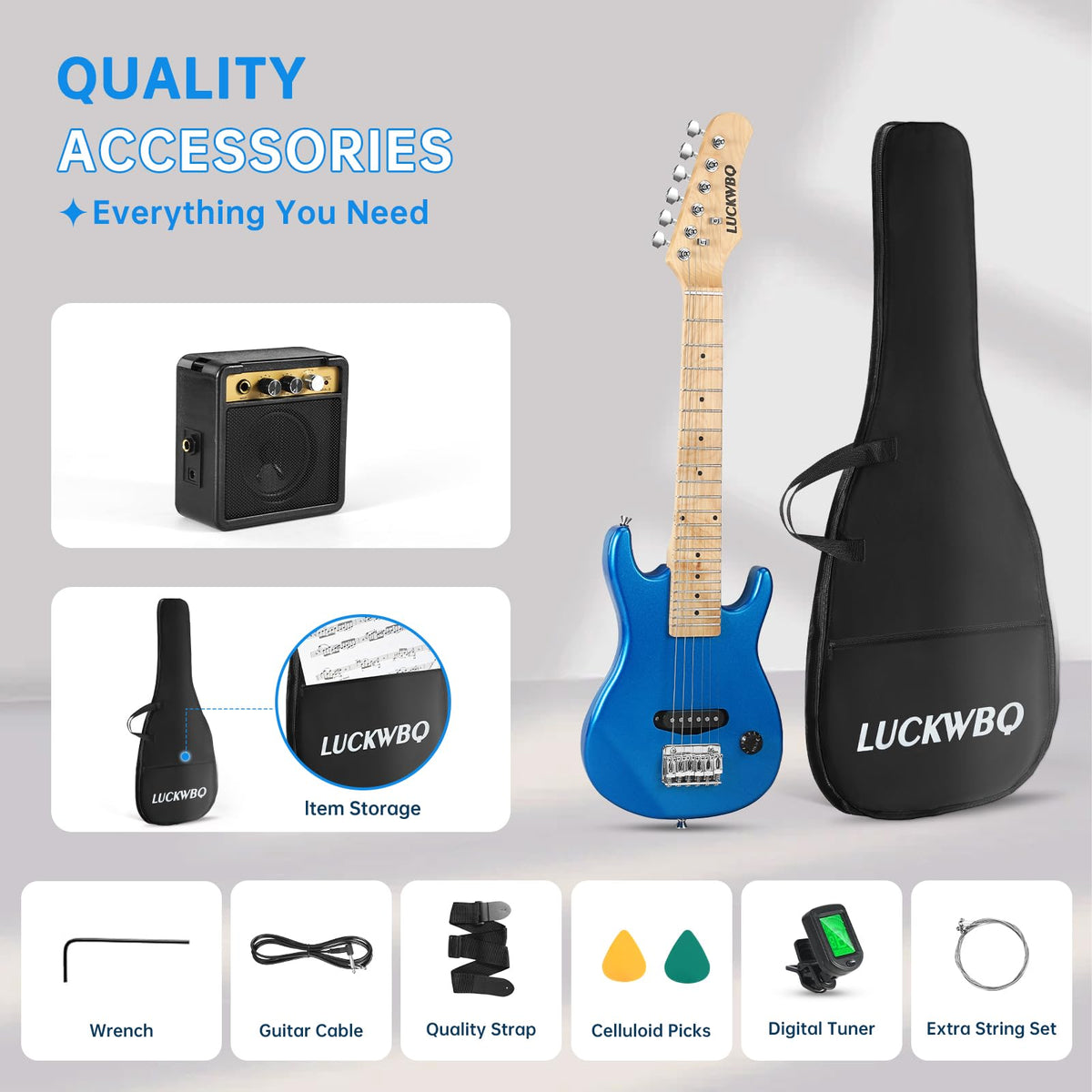 30 Inch Kids ST Style Mini Electric Guitar Beginner Kit with Amplifier V64424