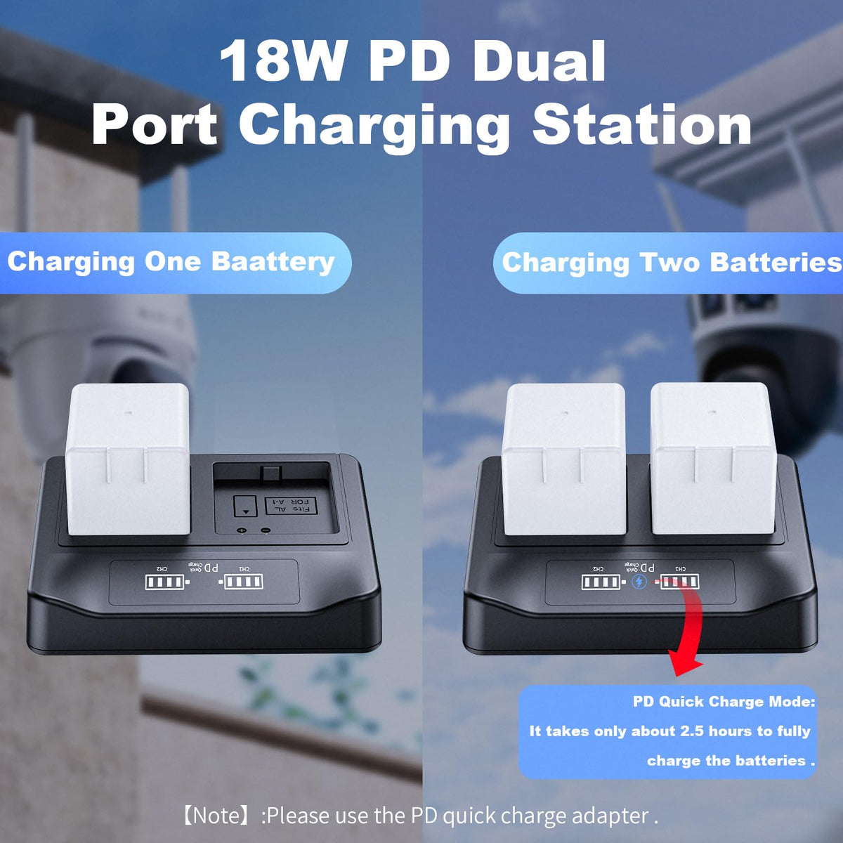 18W PD LCD USB Dual Battery Charger L399