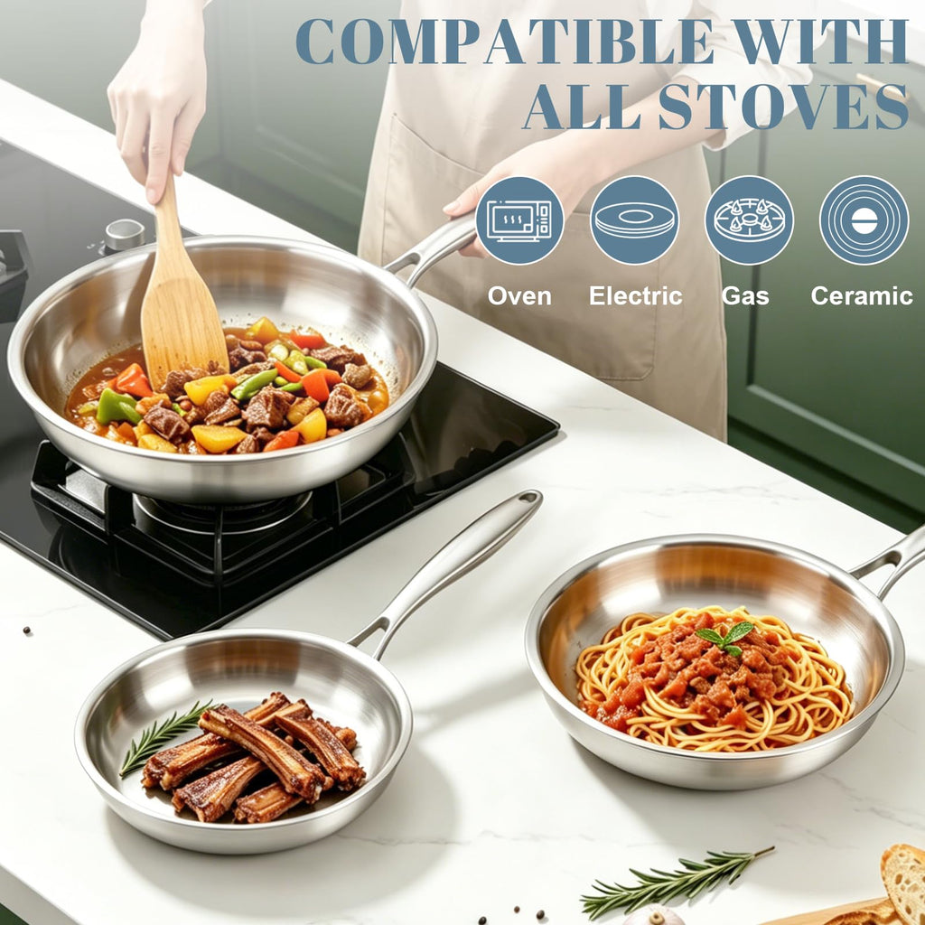Tri-Ply Stainless Steel 7-Piece Frying Pan Set O865