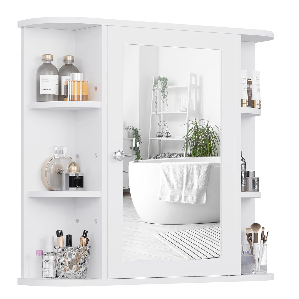 White Wall Mounted Medicine Cabinet with Mirror S659