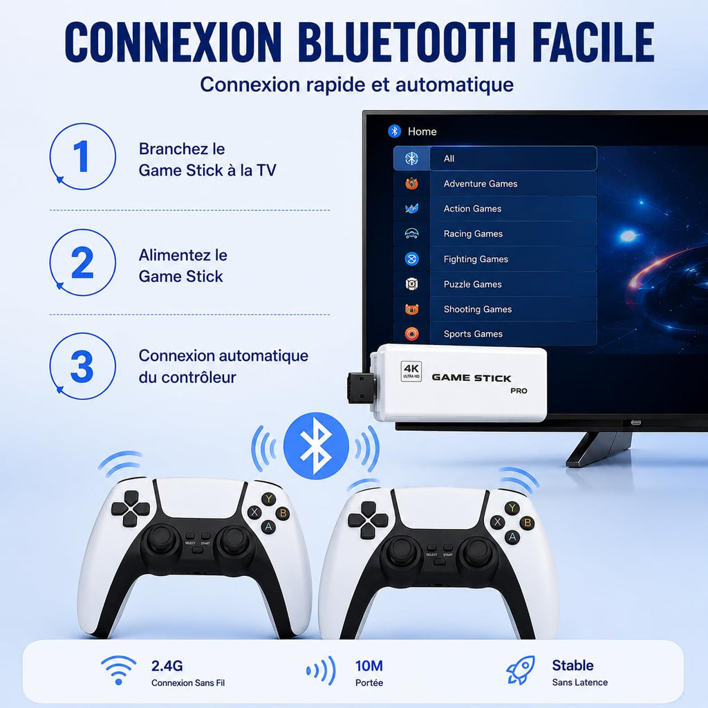 Wireless Retro Game Console Stick with 2.4G Controllers, 4K HDMI, 32G Q255
