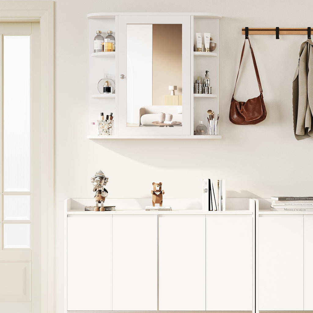 White Wall Mounted Medicine Cabinet with Mirror S659