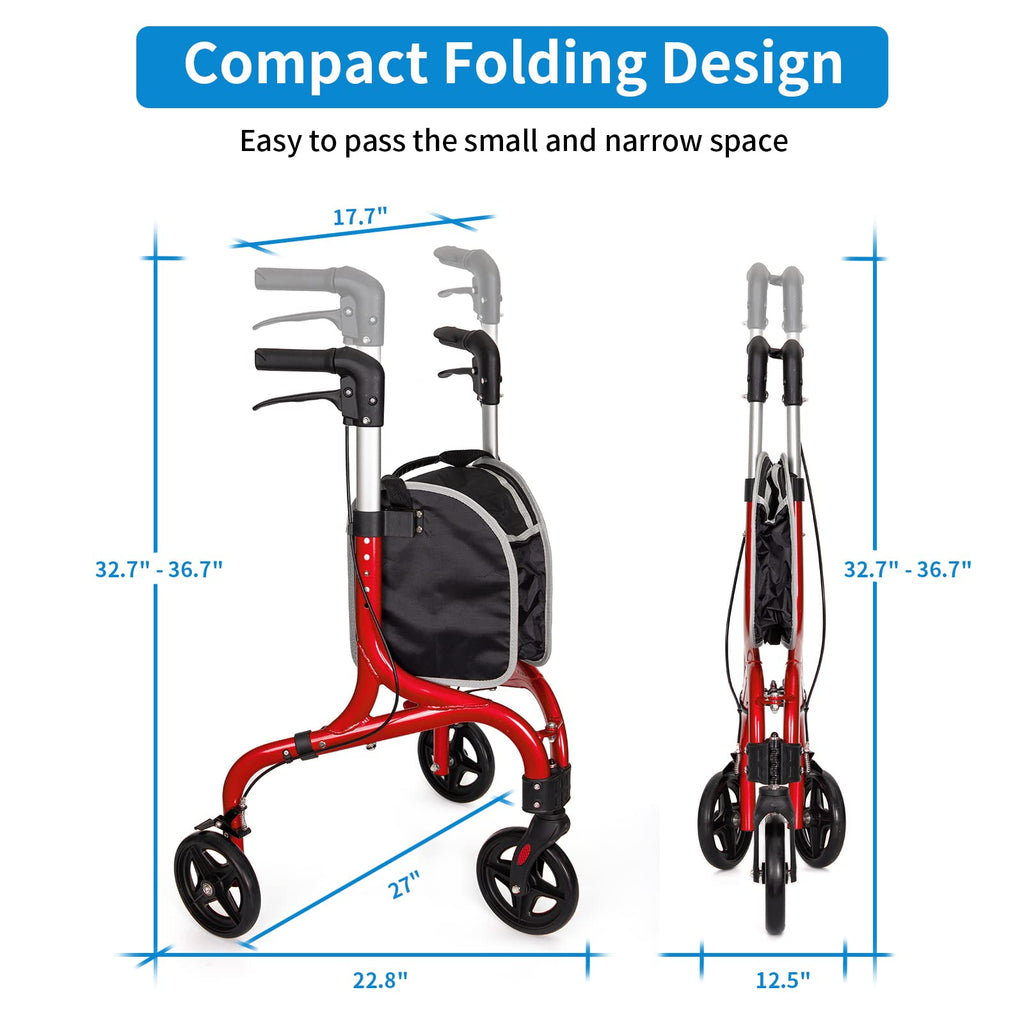 3 Wheel Foldable Aluminum Rollator Walker L180960