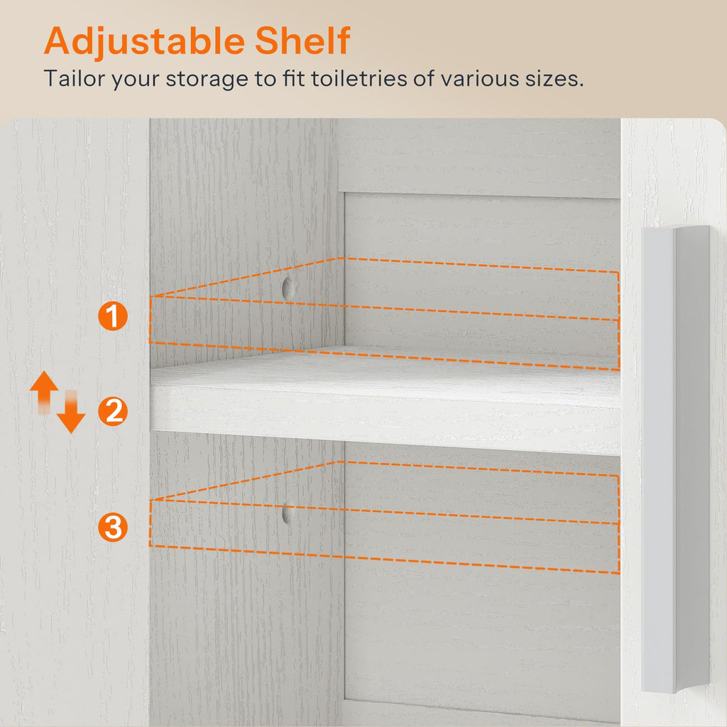 White Small Bathroom Wall Cabinet with Adjustable Shelf F8028