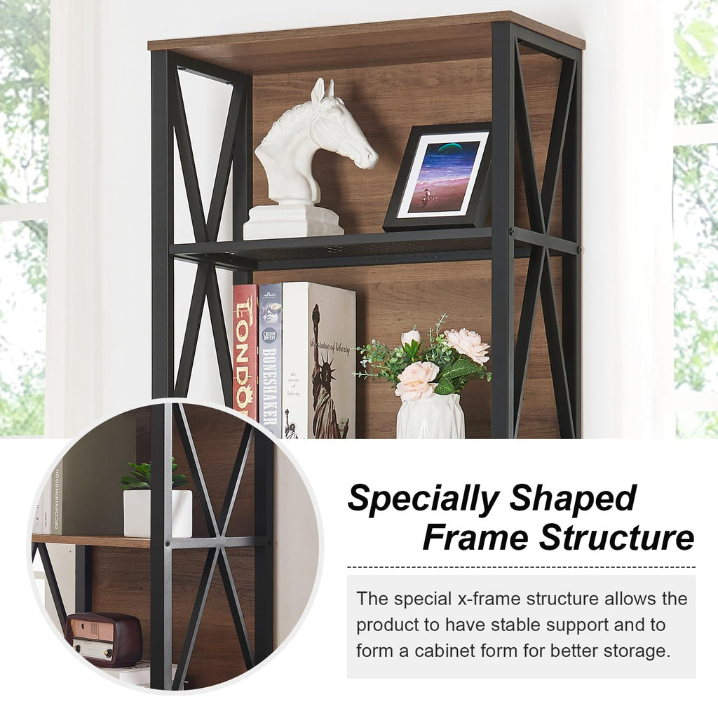 7-Tier Rustic Wood Metal Bookshelf C745