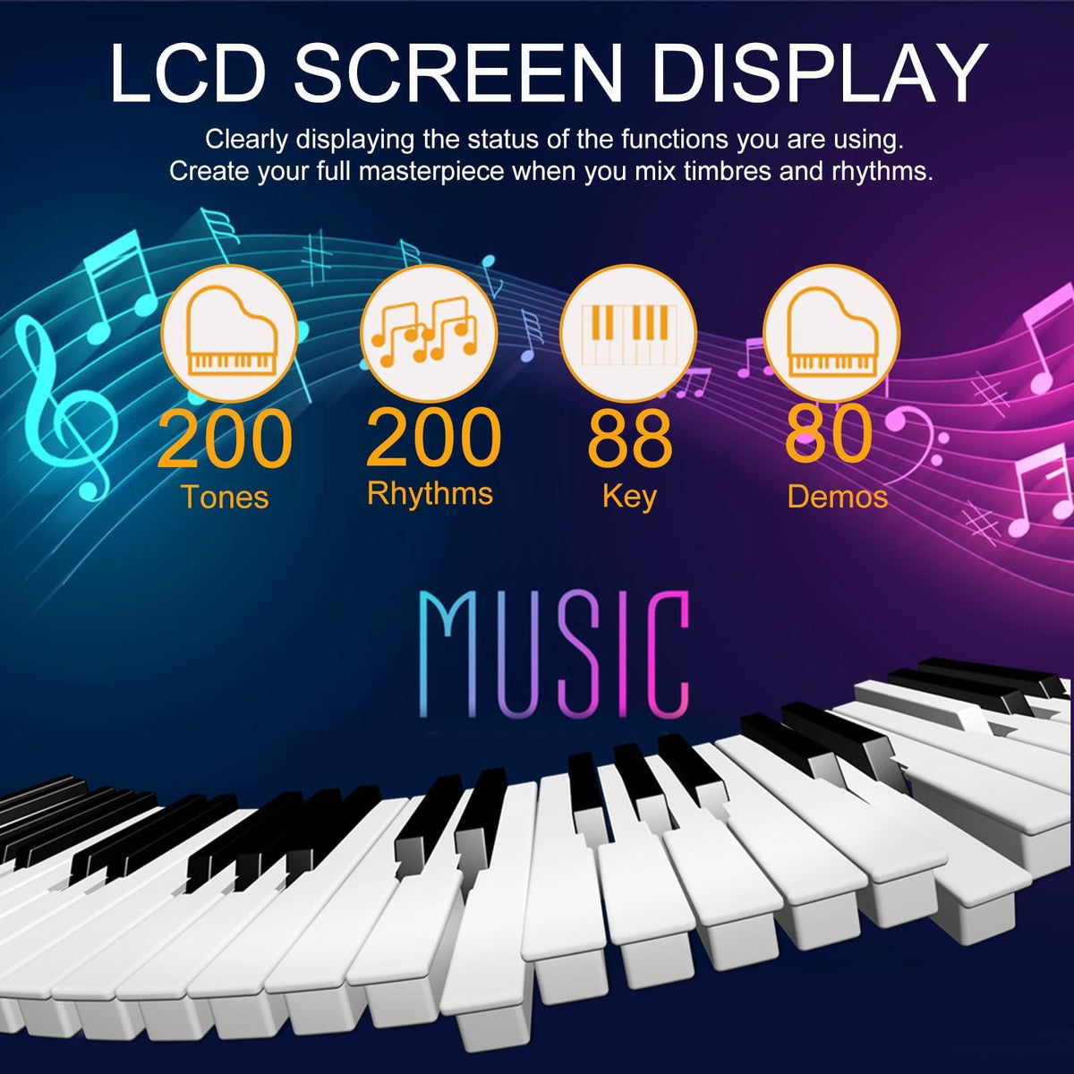 88 Key Semi Weighted Digital Piano with Stand G874