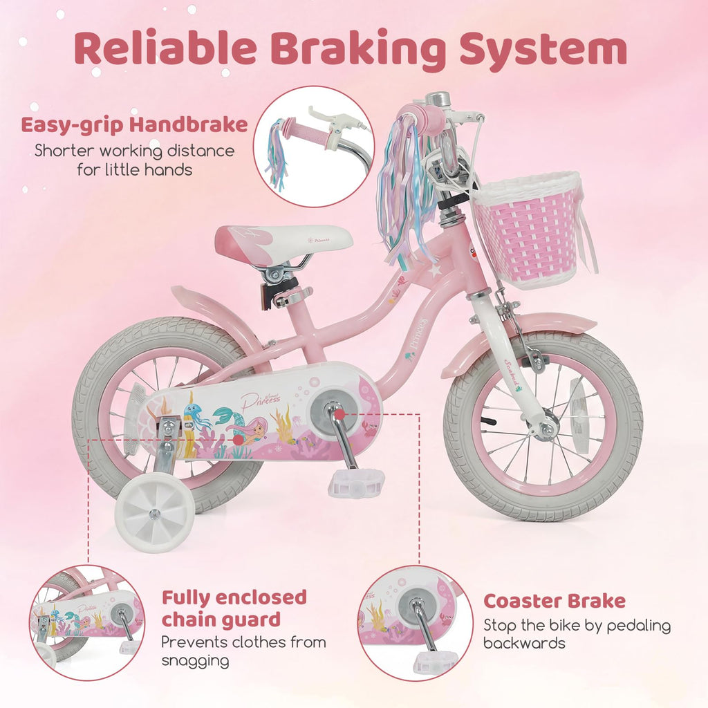 Kids Bike with Basket and Training Wheels E65597