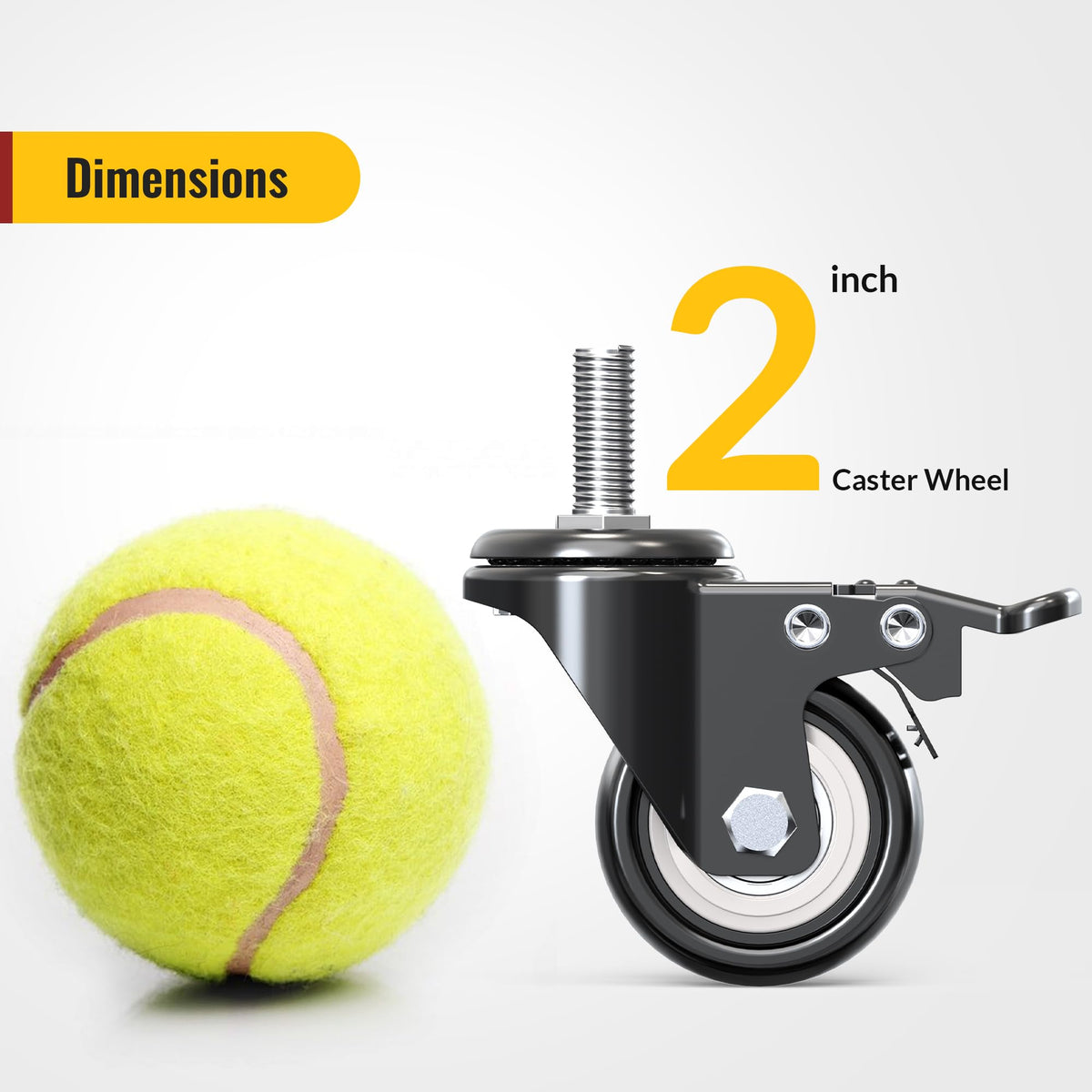 2 inch Total Locking Stem Caster Wheels Set of 4 Black J569