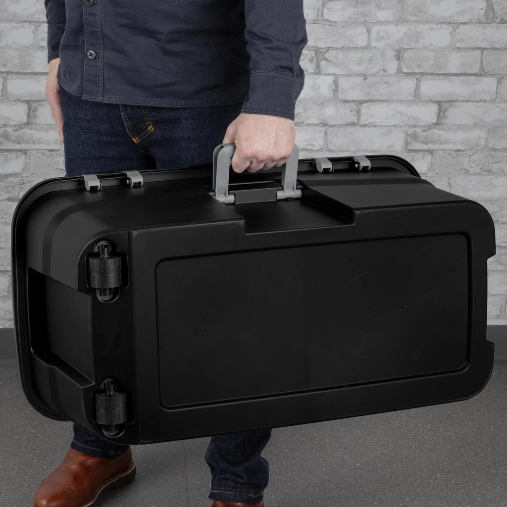 22 Gallon Black Wheeled Plastic Storage Trunk with Latching Lid Q33320
