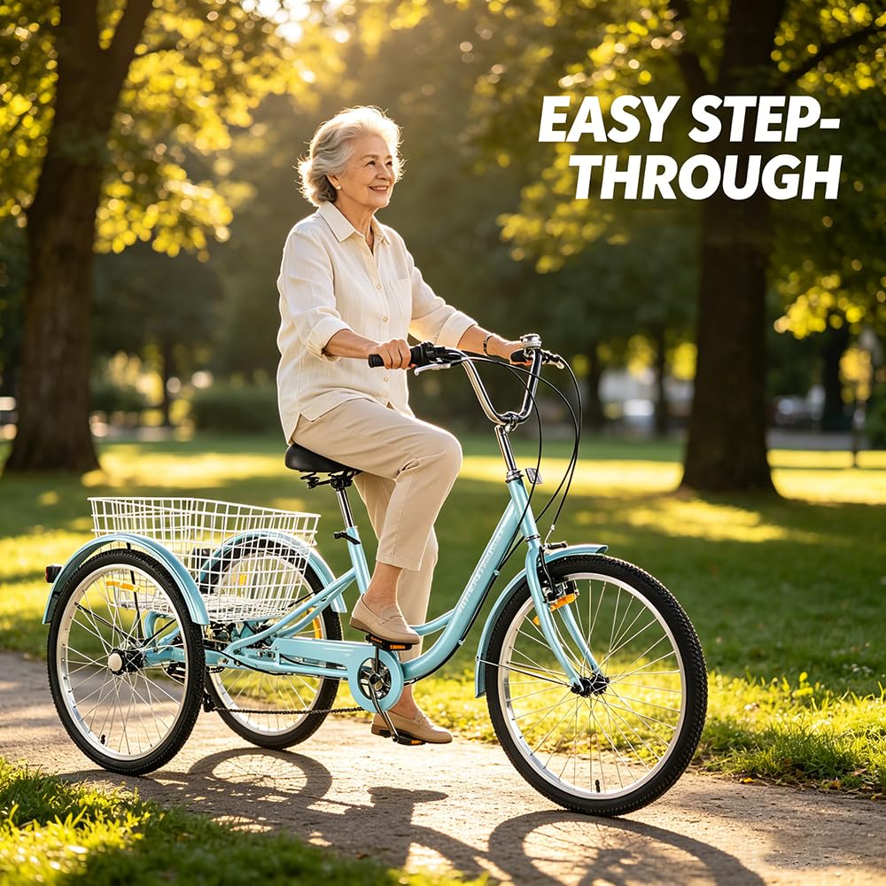 24 Inch 7 Speed Adult Tricycle with Rear Basket P989
