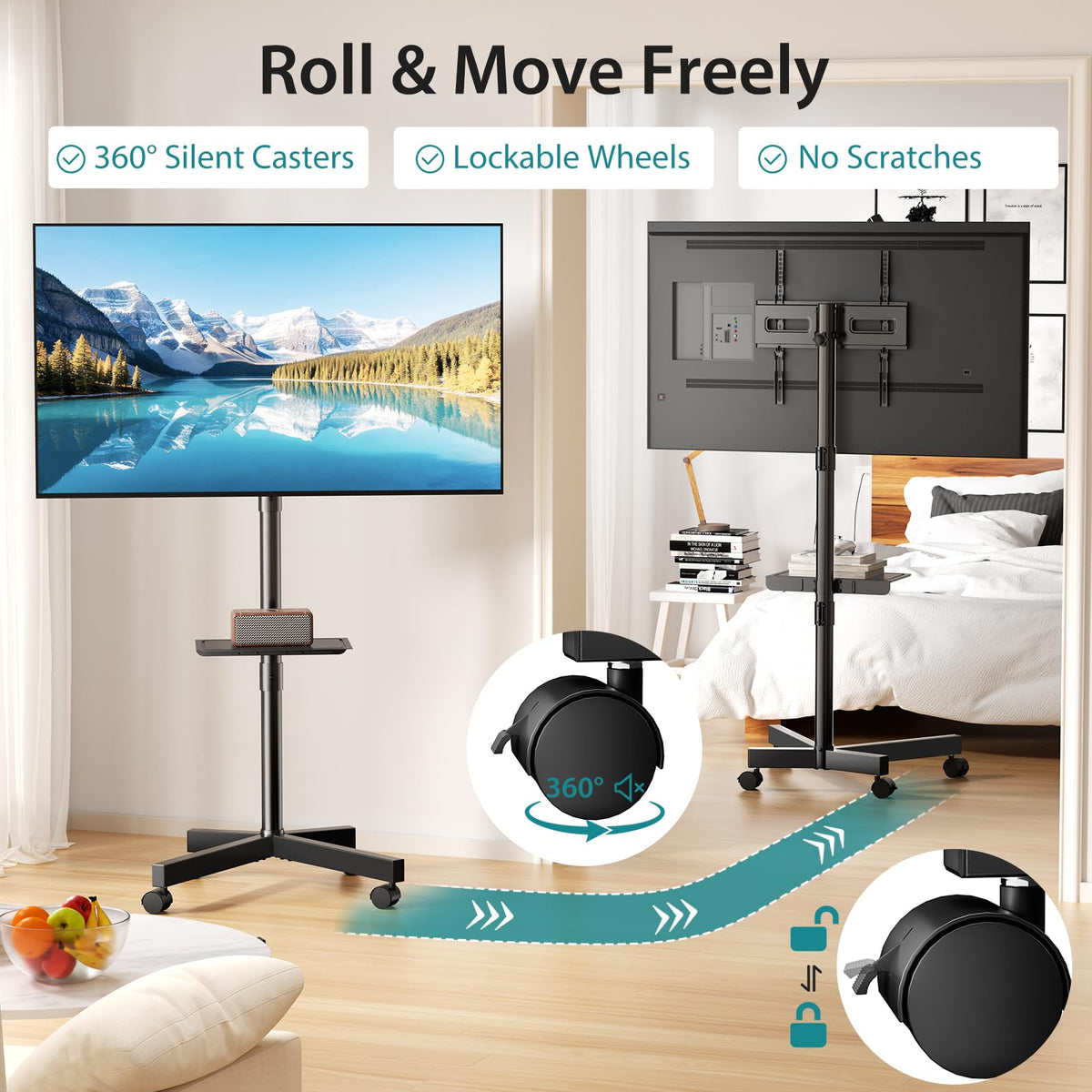 Rolling TV Stand with Wheels for 23-60 Inch Screen T484114