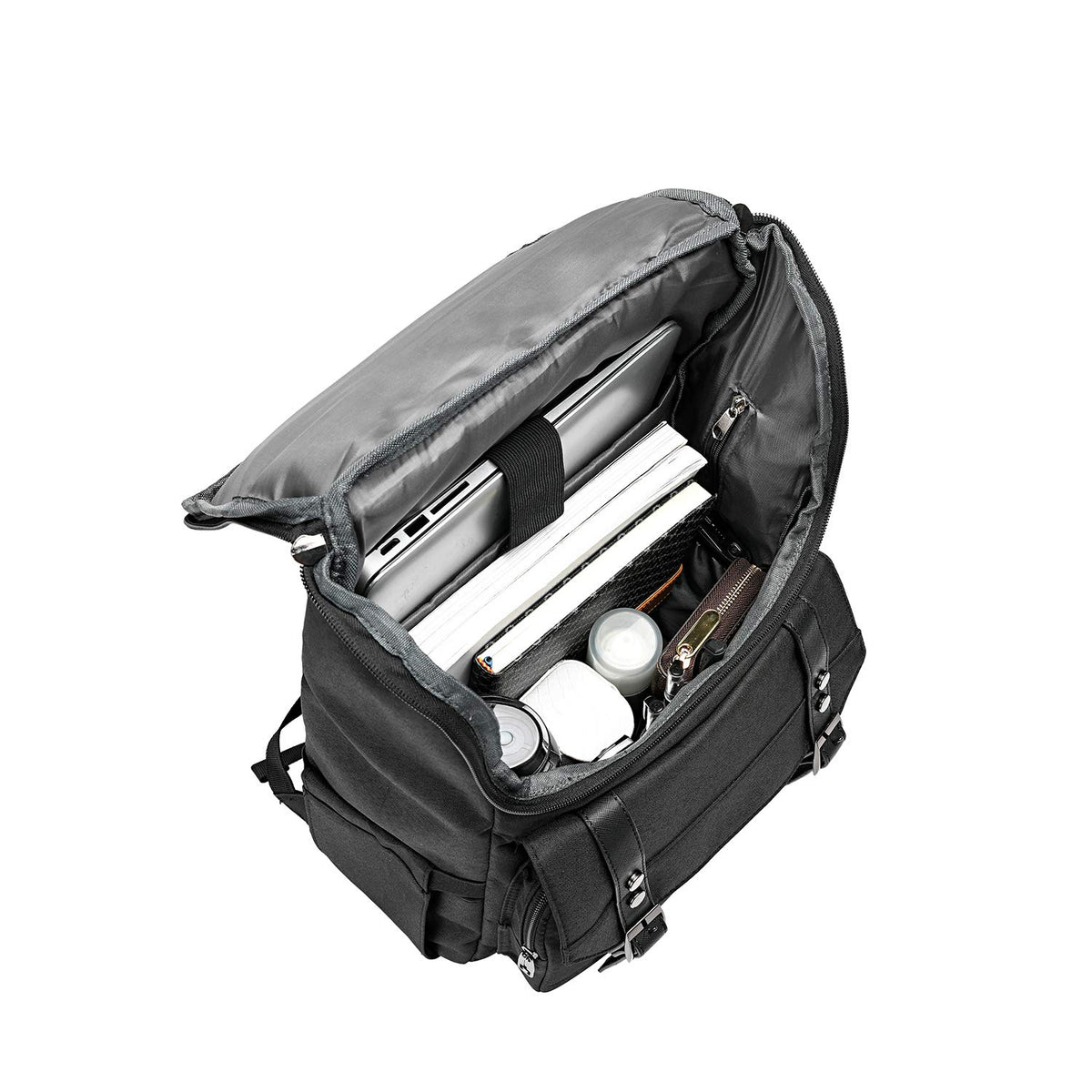 Vintage Laptop Backpack with USB Charging Port Fits 15.6 Inch Black D897