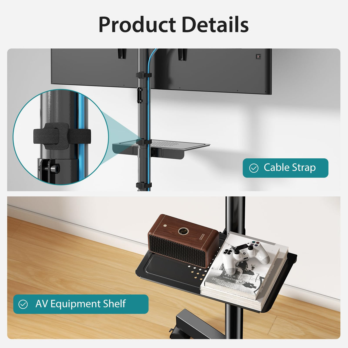 Rolling TV Stand with Wheels for 23-60 Inch Screen T484114