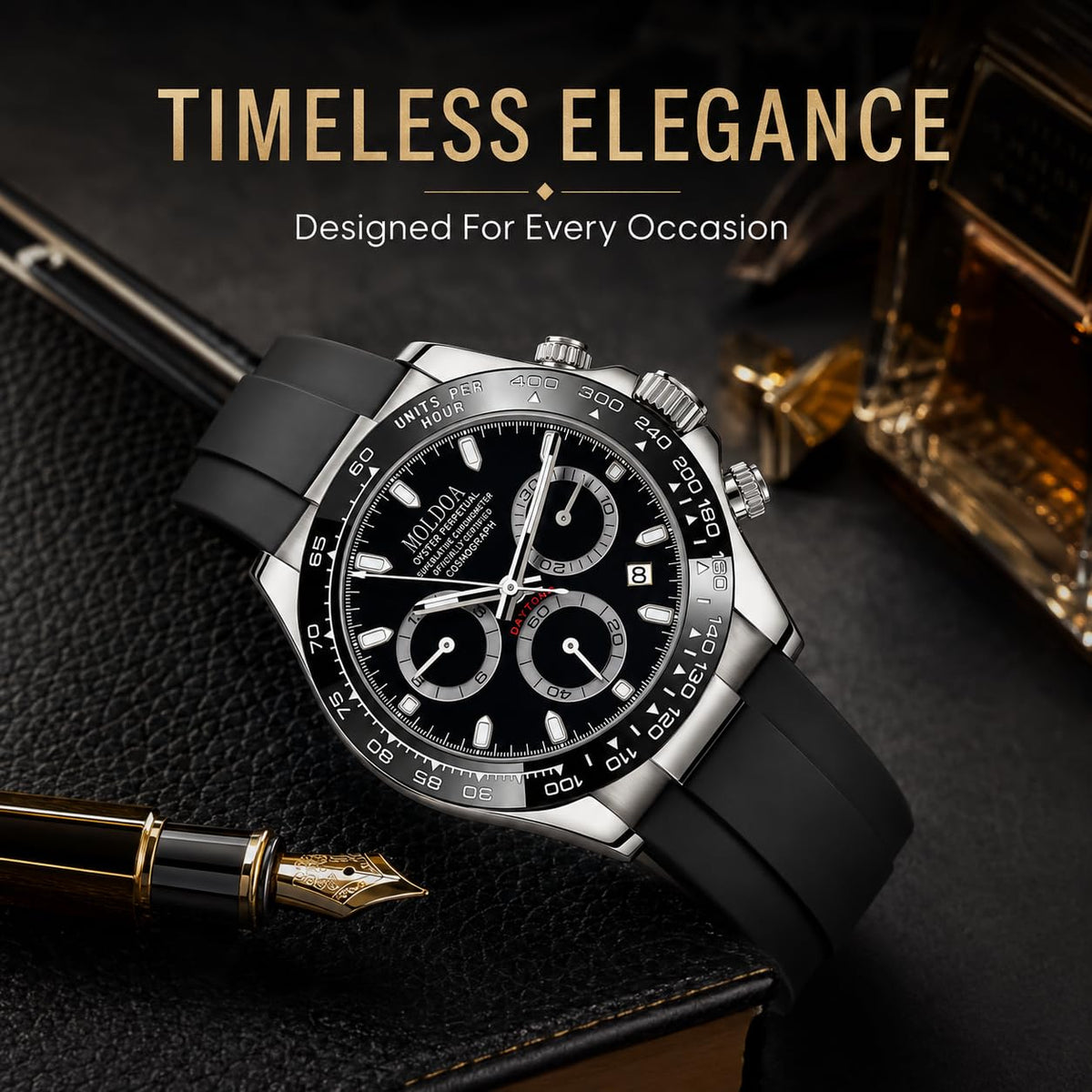 Men's Analog Quartz Chronograph Waterproof Silicone Strap Watch A84999