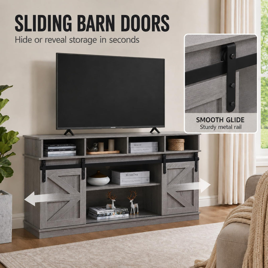 Grey TV Stand with Storage for 65 Inch TV F84394