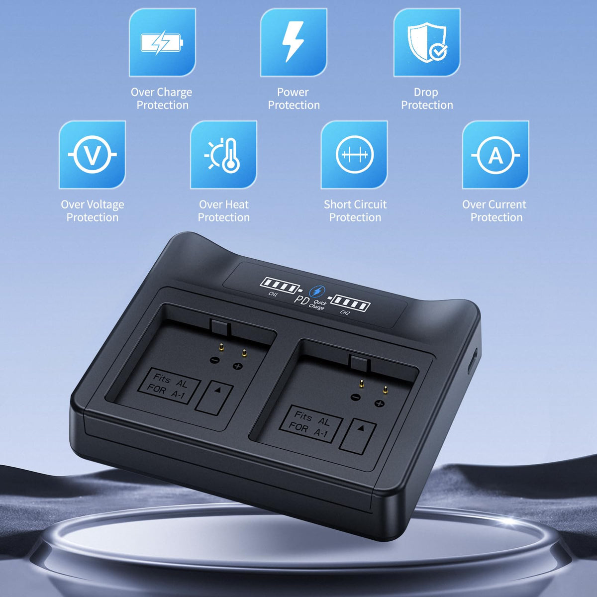 18W PD LCD USB Dual Battery Charger L399