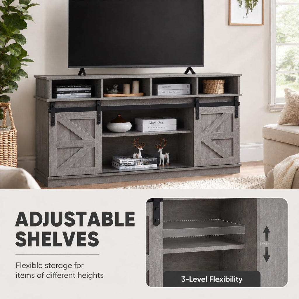 Grey TV Stand with Storage for 65 Inch TV F84394