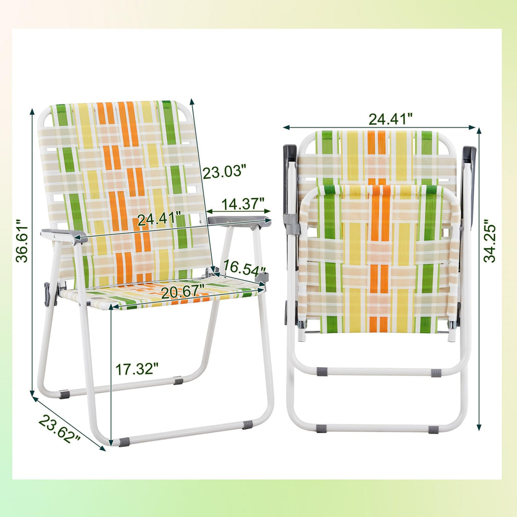 Yellow & Green Folding Lawn Chairs Set of 2 Y94623