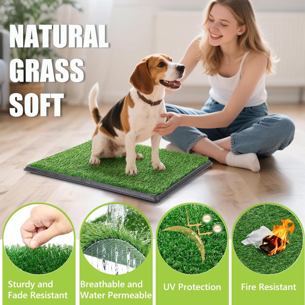 Reusable Pet Grass Potty with 2-Pack Replaceable Artificial Grass J214770