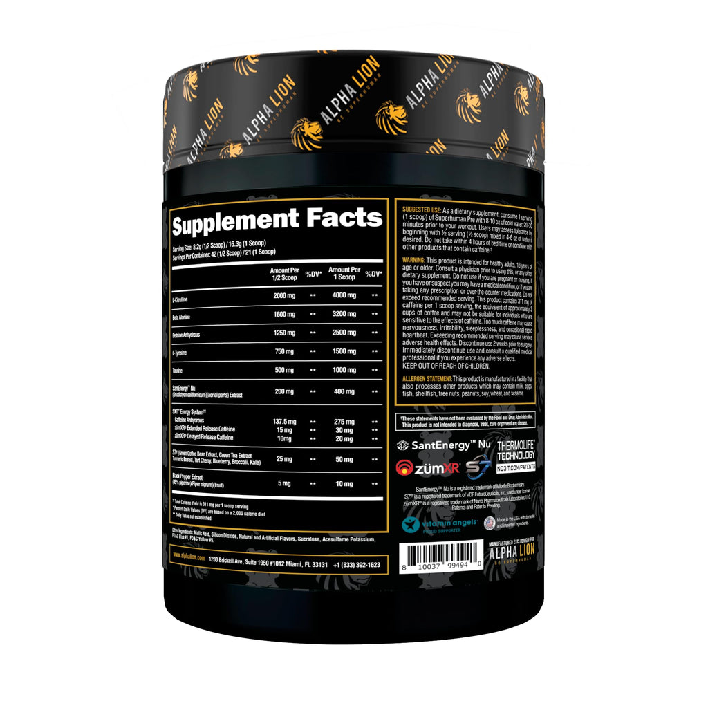Pre Workout Powder with Beta Alanine, L-Taurine & Caffeine, 21 Servings Sour Gummy Bear D24934
