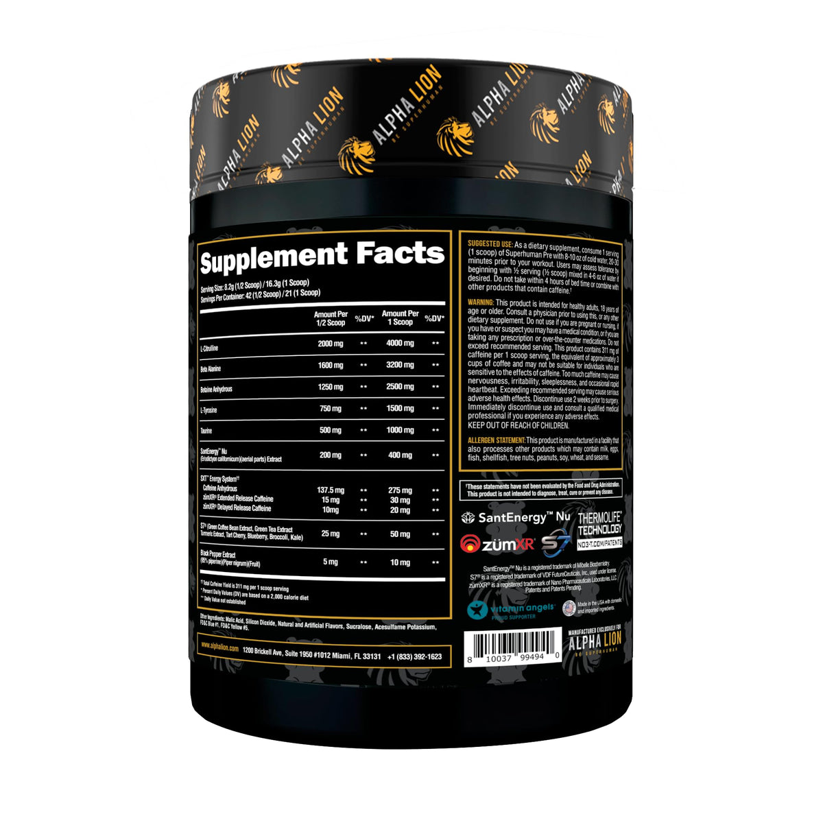 Pre Workout Powder with Beta Alanine, L-Taurine & Caffeine, 21 Servings Sour Gummy Bear D24934