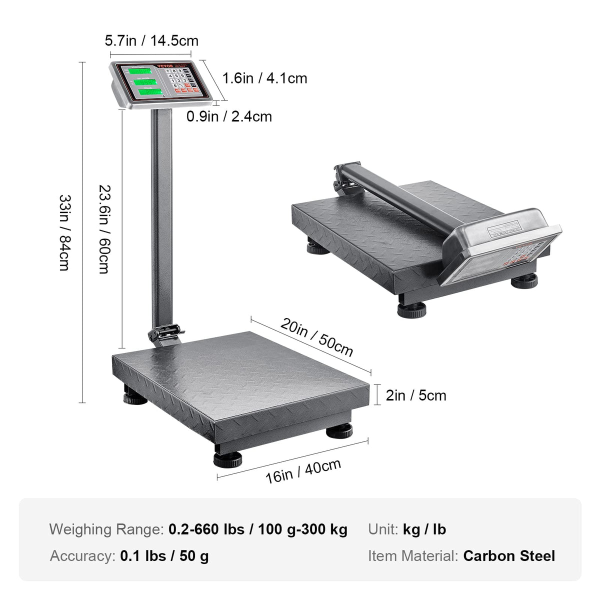 660 lbs Stainless Steel Digital Platform Scale E654368