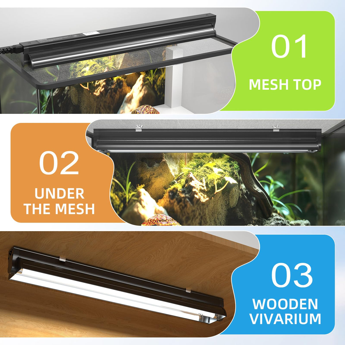 24W 10.0 T5 UVB Reptile Light Fixture Combo Kit 22inch Terrarium Hood N3062