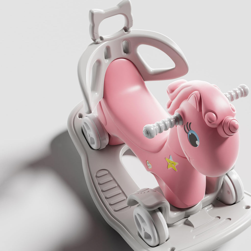 4 in 1 Rocking Horse with Push Handle and Balance Board Y848