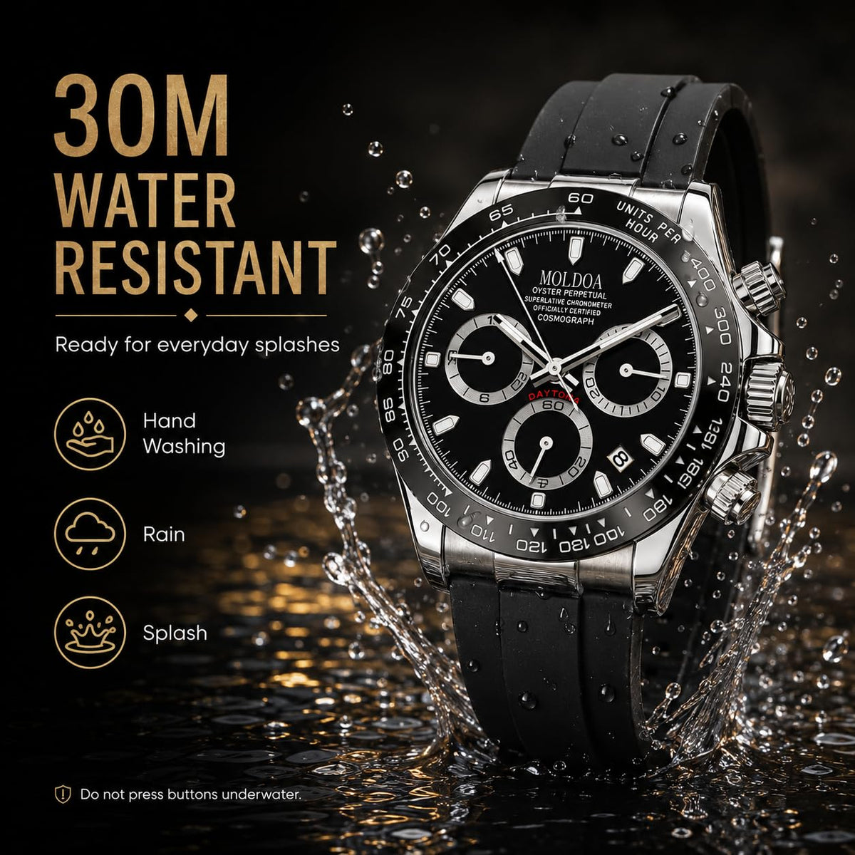 Men's Analog Quartz Chronograph Waterproof Silicone Strap Watch A84999