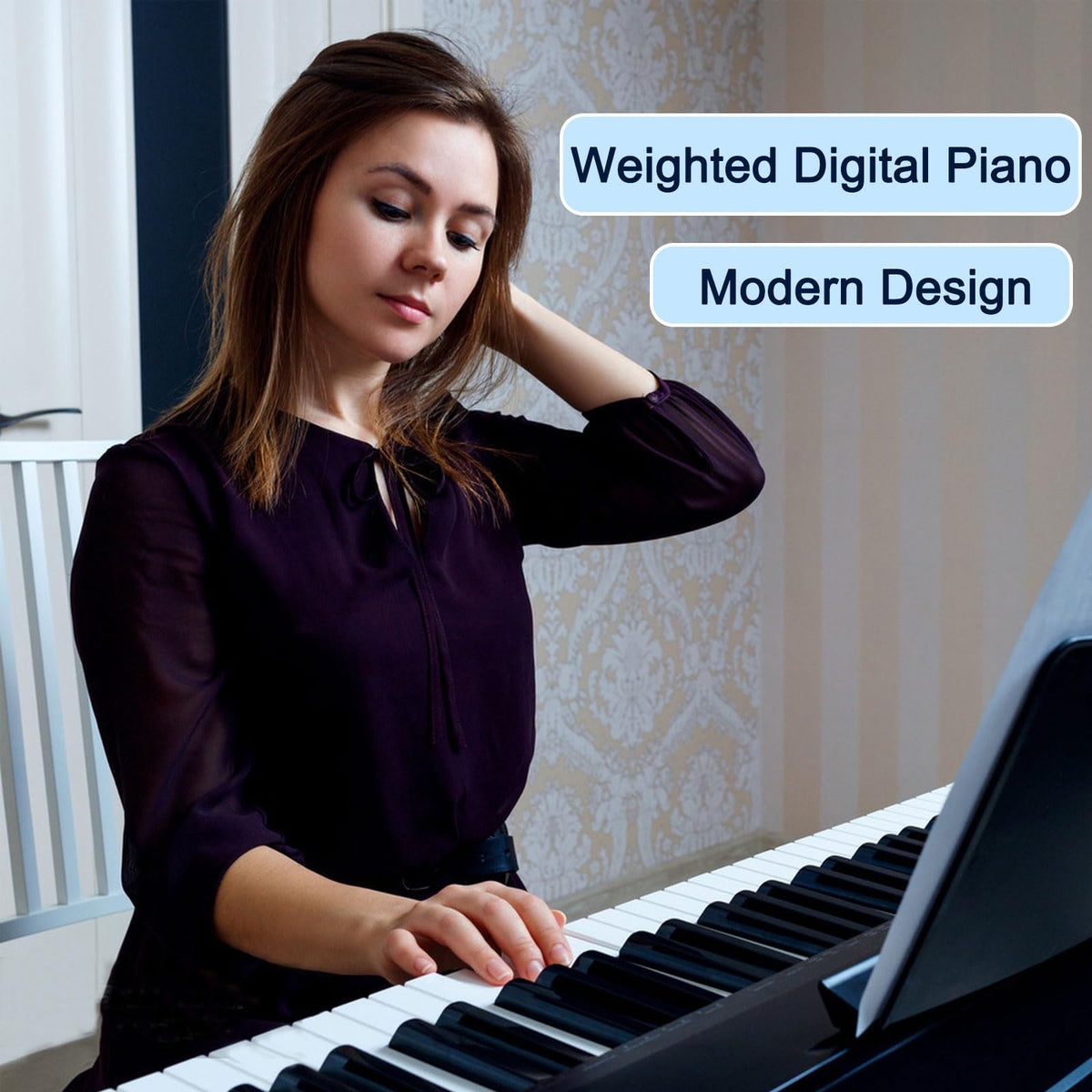 88 Key Semi Weighted Digital Piano with Stand G874