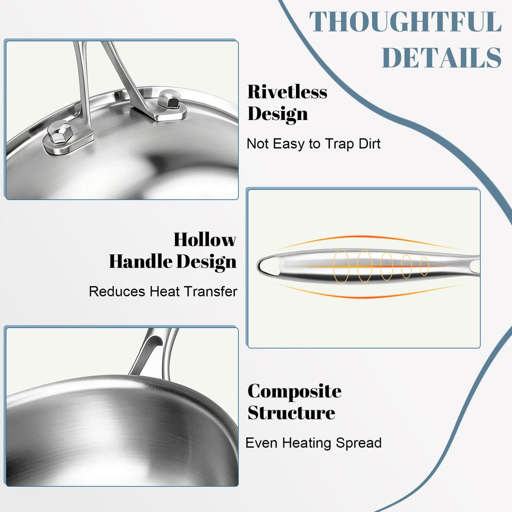 Tri-Ply Stainless Steel 7-Piece Frying Pan Set O865