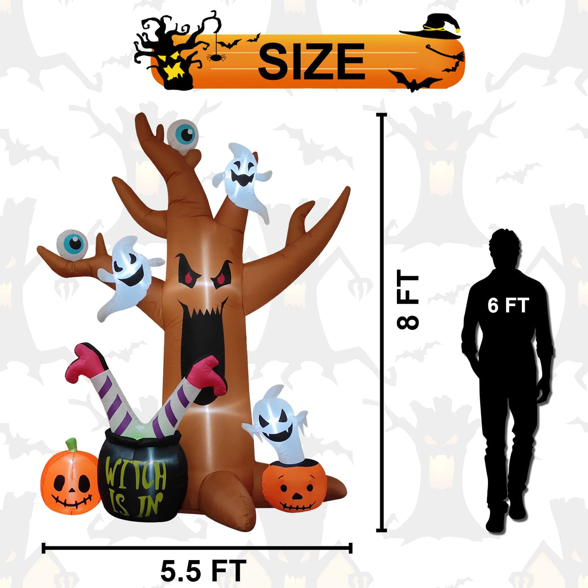 8 Ft Halloween Inflatable Tree with Built-in LED Lights M242403