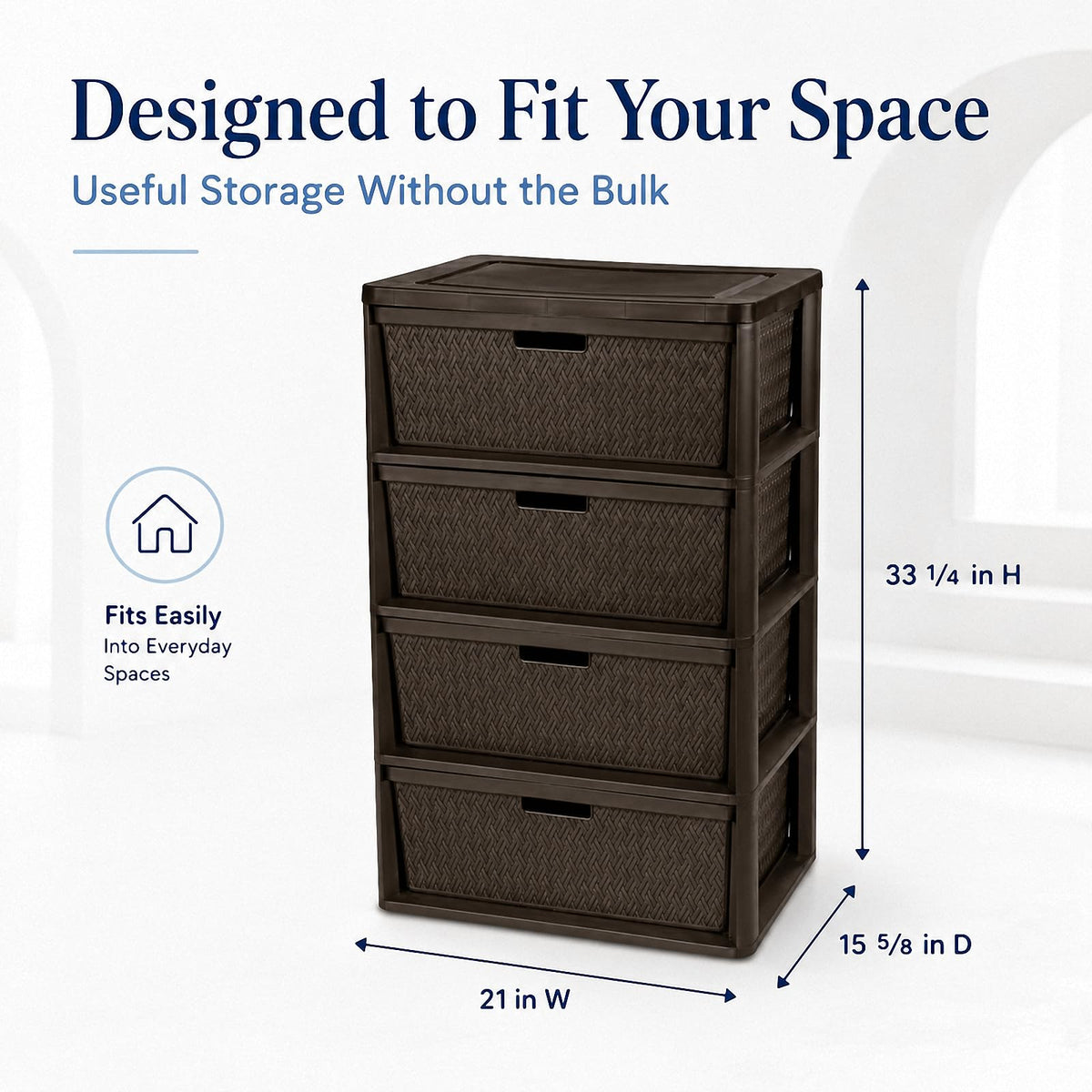 Wide 4-Drawer Storage Organizer Tower with Removable Bins N30130