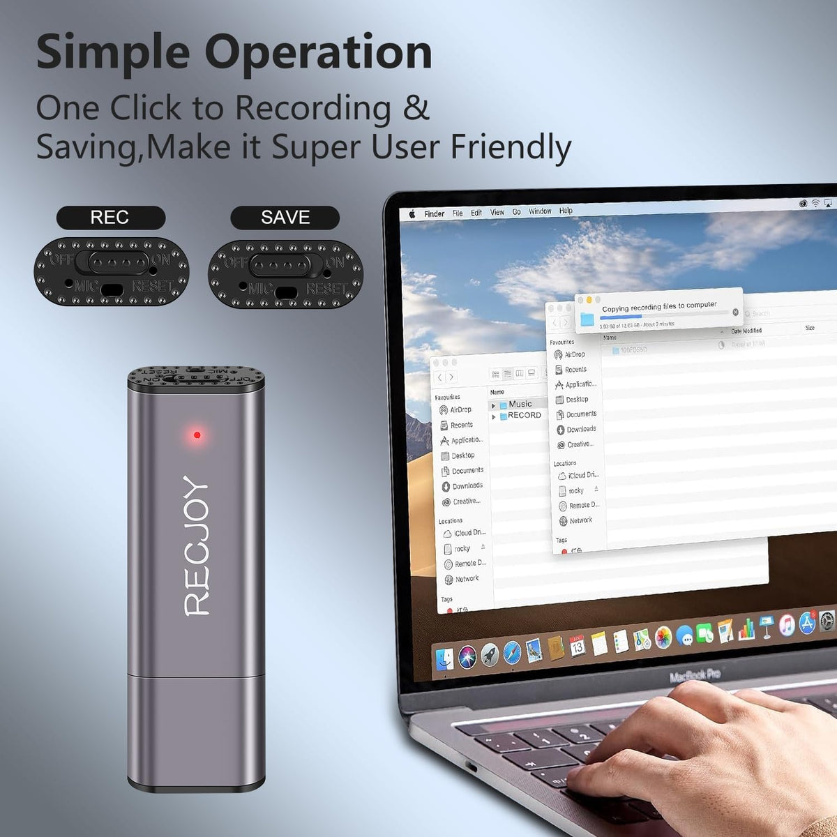 64GB USB Digital Voice Recorder with 750Hrs Storage Capacity F531