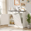 Off-White Tilt Out Trash Can Cabinet D8074